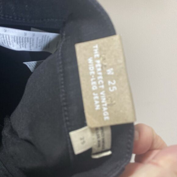 Madewell The Perfect Vintage Wide Leg Jean Women Size 25 X 30 Black Stretch Goth - Picture 15 of 16